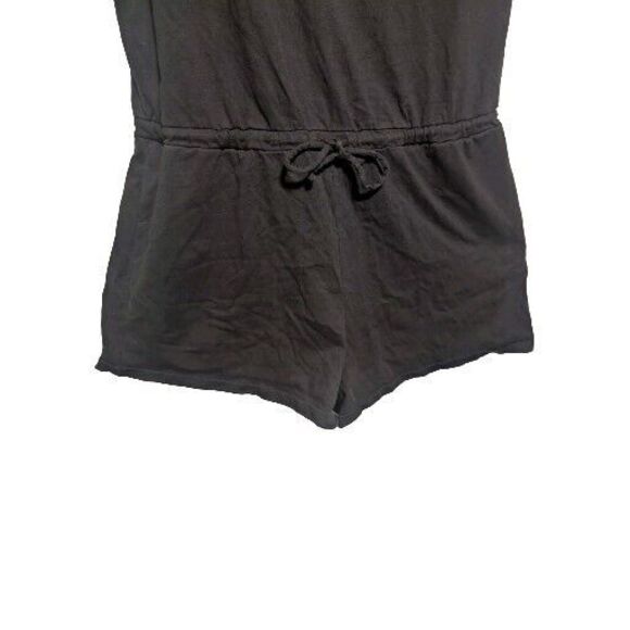 Calvin Klein Women's Black Romper Open Back Padded Shoulders Pockets Drawstring - Picture 3 of 14